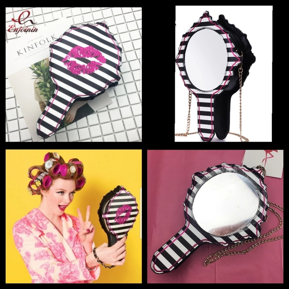 **Sexy lips mirrow handbag